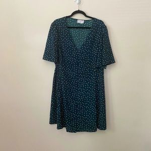ASOS CURVE - A-Line Green Dress with Polka Dots